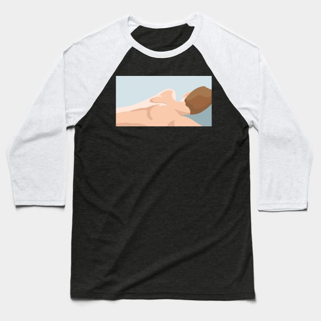 Man Laying In Bed Baseball T-Shirt by Nevervand